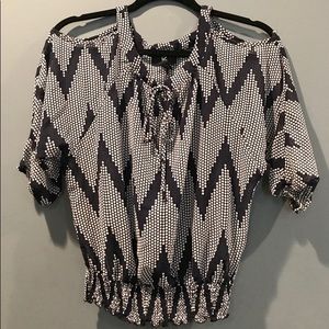 👚IZ Byer Blue and White Dot Dress Top S